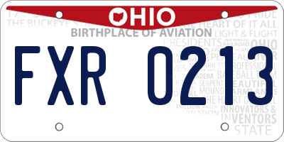 OH license plate FXR0213