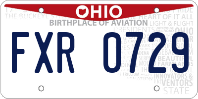 OH license plate FXR0729