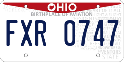 OH license plate FXR0747