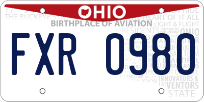 OH license plate FXR0980