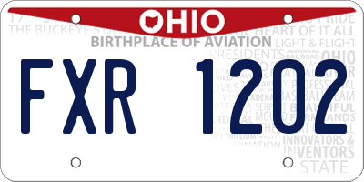 OH license plate FXR1202