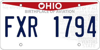 OH license plate FXR1794