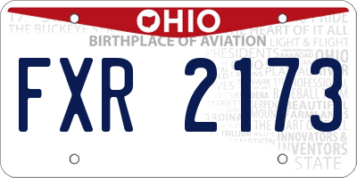 OH license plate FXR2173