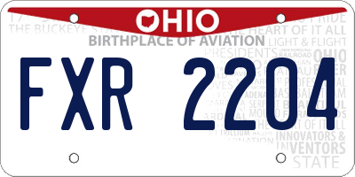 OH license plate FXR2204