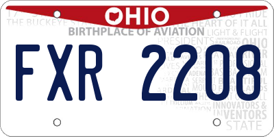 OH license plate FXR2208