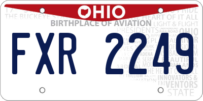 OH license plate FXR2249