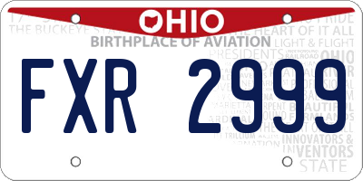 OH license plate FXR2999