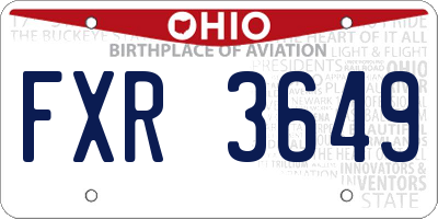 OH license plate FXR3649