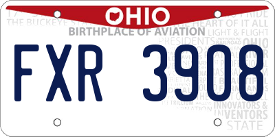 OH license plate FXR3908