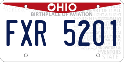 OH license plate FXR5201