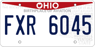 OH license plate FXR6045