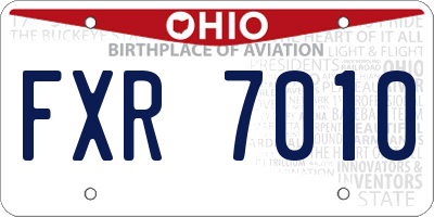 OH license plate FXR7010