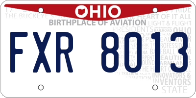 OH license plate FXR8013