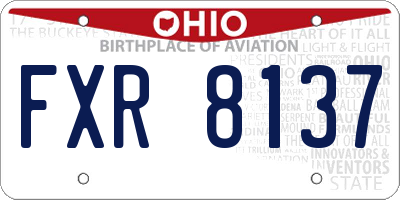 OH license plate FXR8137