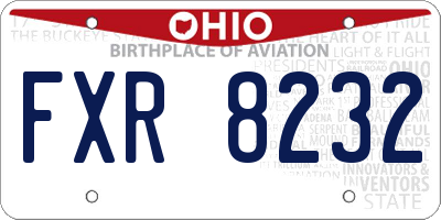 OH license plate FXR8232