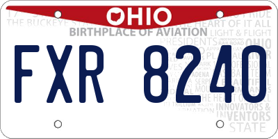 OH license plate FXR8240