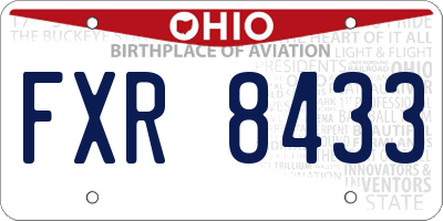 OH license plate FXR8433