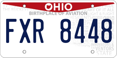 OH license plate FXR8448