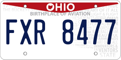OH license plate FXR8477