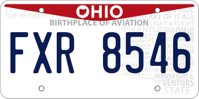 OH license plate FXR8546