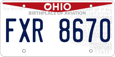 OH license plate FXR8670
