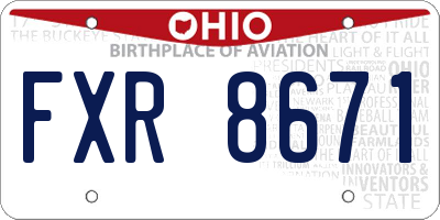OH license plate FXR8671