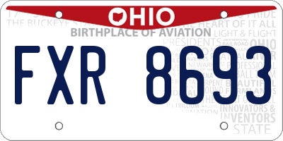 OH license plate FXR8693