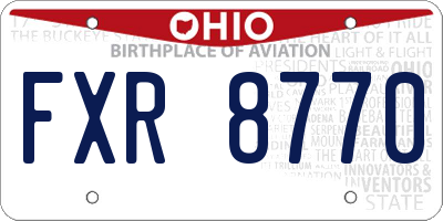 OH license plate FXR8770