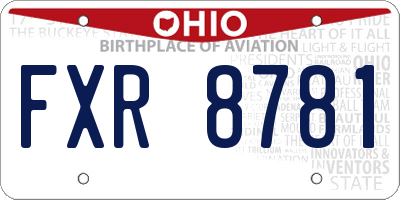 OH license plate FXR8781