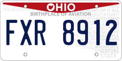 OH license plate FXR8912
