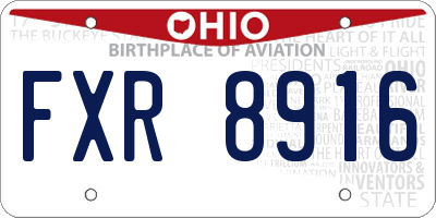 OH license plate FXR8916