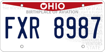 OH license plate FXR8987