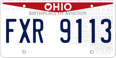 OH license plate FXR9113