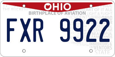 OH license plate FXR9922