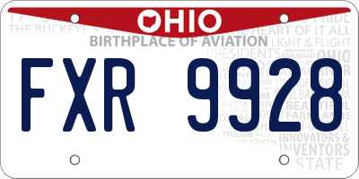 OH license plate FXR9928
