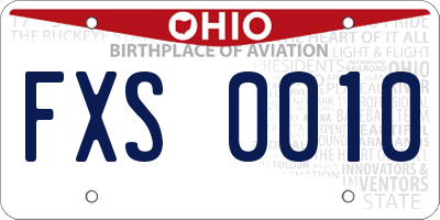 OH license plate FXS0010