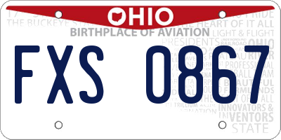 OH license plate FXS0867