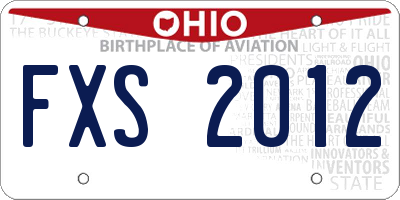 OH license plate FXS2012