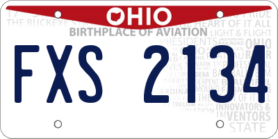 OH license plate FXS2134