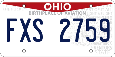 OH license plate FXS2759