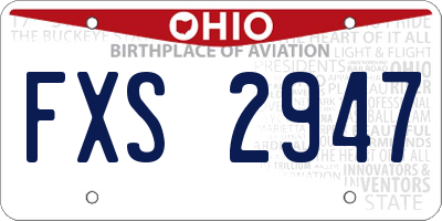 OH license plate FXS2947