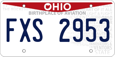 OH license plate FXS2953