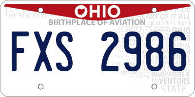 OH license plate FXS2986
