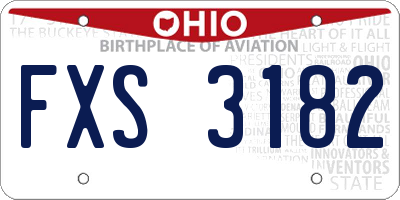 OH license plate FXS3182