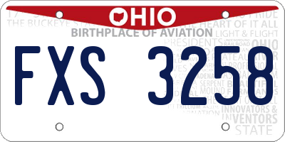 OH license plate FXS3258