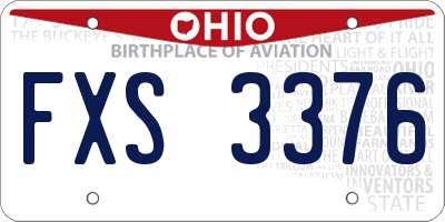OH license plate FXS3376
