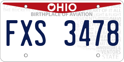OH license plate FXS3478