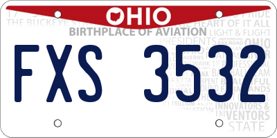 OH license plate FXS3532
