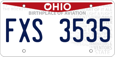 OH license plate FXS3535