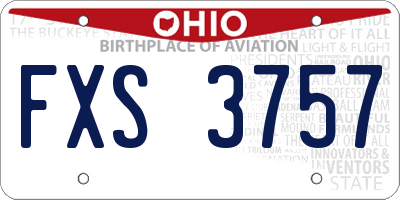 OH license plate FXS3757